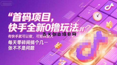 首码项目，快手全新0撸玩法，有快手就可以做，可矩阵放大，每天零碎时间搞个几张不是问题【揭秘】-百义网络创业网-虚拟电商货源