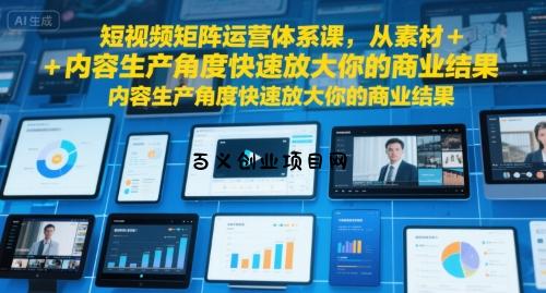 短视频矩阵运营体系课，从素材+内容生产角度快速放大你的商业结果-百义网络创业网-虚拟电商货源