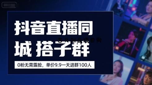 抖音直播同城搭子群，0粉无需露脸，单价19.9，一天进群100人-百义网络创业网-虚拟电商货源