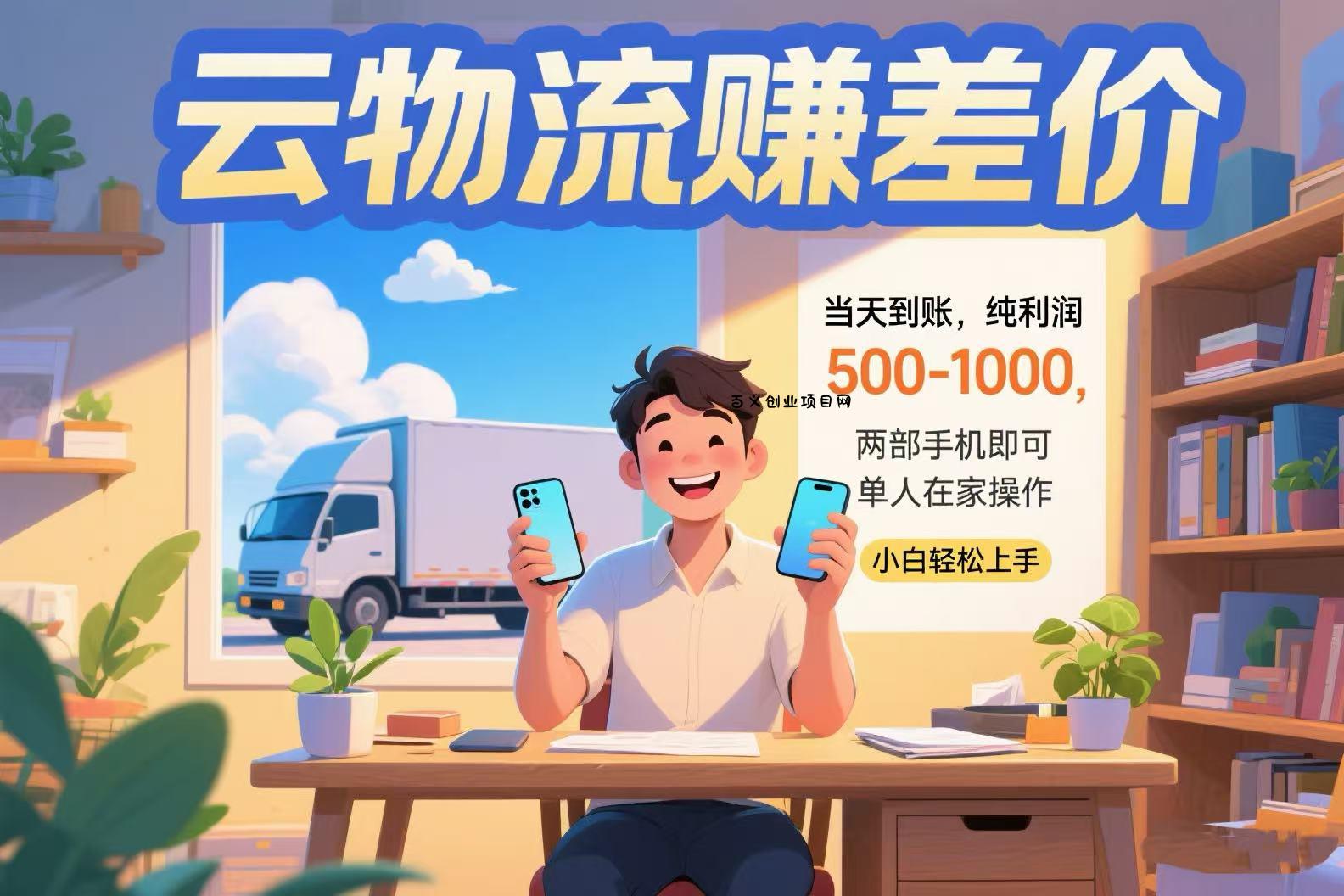云物流赚差价 当天到账纯利润500-1000 两部手机即可 可单人在家操作 小…-百义网络创业网-虚拟电商货源