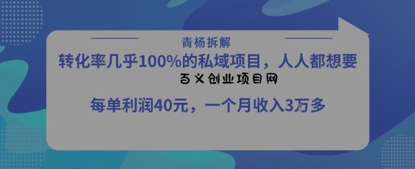 转化率最高的私域项目，每单利润40-50米，月入过1w-百义网络创业网-虚拟电商货源