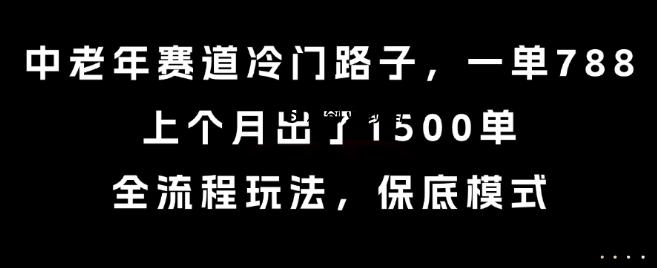 中老年赛道冷门路子，一单788，上个月出了1500单，全流程玩法，保底模式【揭秘】-百义网络创业网-虚拟电商货源