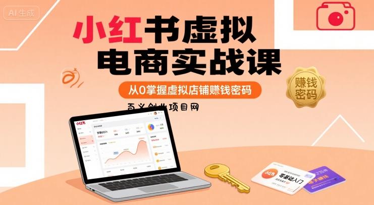 小红书虚拟电商实战课，从0掌握虚拟店铺賺钱密码-百义网络创业网-虚拟电商货源
