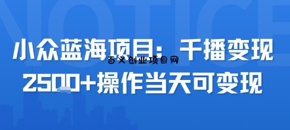 小众蓝海项目，千播变现2.5k+操作当天可变现-百义网络创业网-虚拟电商货源