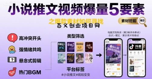 小说推文视频爆量5要素之爆款素材如何寻找-百义网络创业网-虚拟电商货源