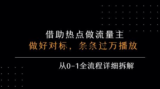 借力热点，乘顺风车玩流量主，条条过万播放， 每月收益5k+，从0-1全流程详细拆解-百义网络创业网-虚拟电商货源