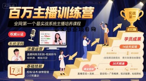 百万主播训练营，全网第一个最实战系统主播培养课程-百义网络创业网-虚拟电商货源