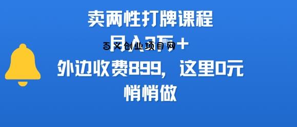 卖两性打牌课程，月入3W+外边收费899的课程，这里0元，悄悄做-百义网络创业网-虚拟电商货源