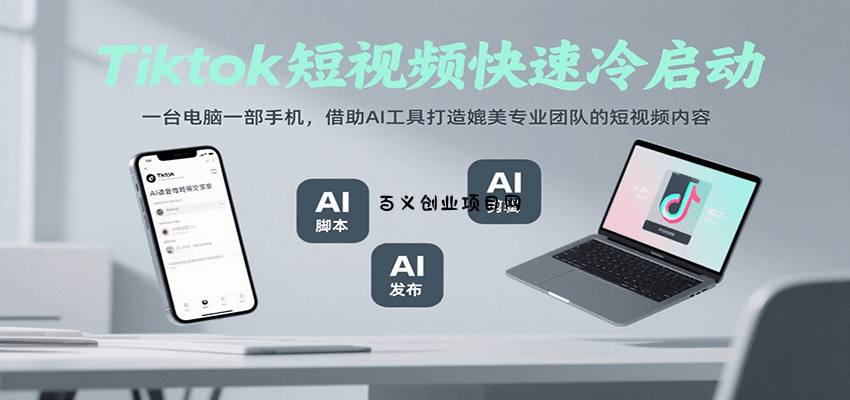 Tiktok短视频快速冷启动，一台电脑一部手机，借助AI工具打造媲美专业团队的短视频内容-百义网络创业网-虚拟电商货源