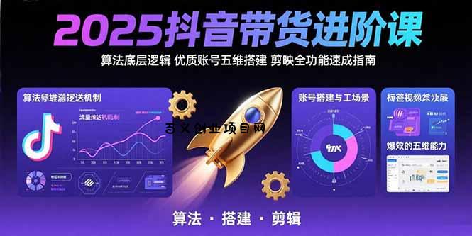 2025抖音带货进阶课：算法底层逻辑,优质账号五维搭建,剪映全功能速成指南-百义网络创业网-虚拟电商货源