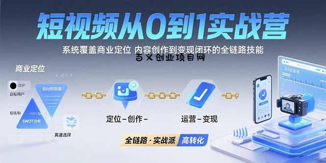 短视频从0到1的实战营：系统覆盖商业定位,内容创作到变现闭环的全链路技能-百义网络创业网-虚拟电商货源