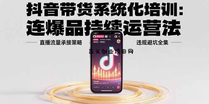 抖音带货系统化培训：连爆品持续运营法，直播流量承接策略，违规避坑全集-百义网络创业网-虚拟电商货源