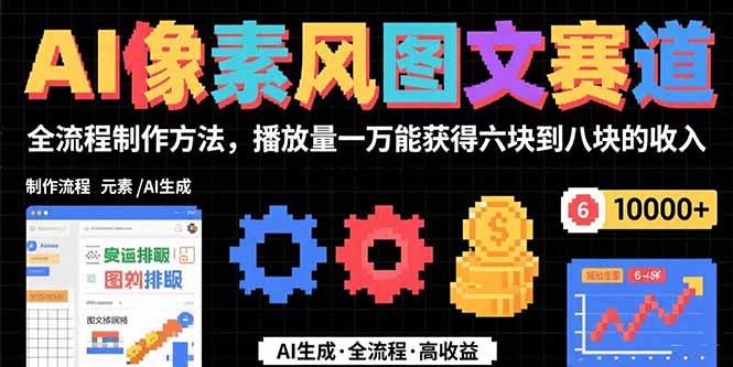 AI像素风图文赛道：全流程制作方法，播放量一万能获得6块到8块的收入-百义网络创业网-虚拟电商货源
