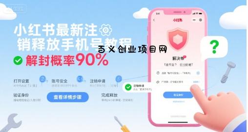 小红书最新注销释放手机号教程，解封概率90%-百义网络创业网-虚拟电商货源