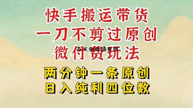 快手黑科技搬运带货，一刀不剪过原创，微付费投流玩法，轻松日入四位数…-百义网络创业网-虚拟电商货源