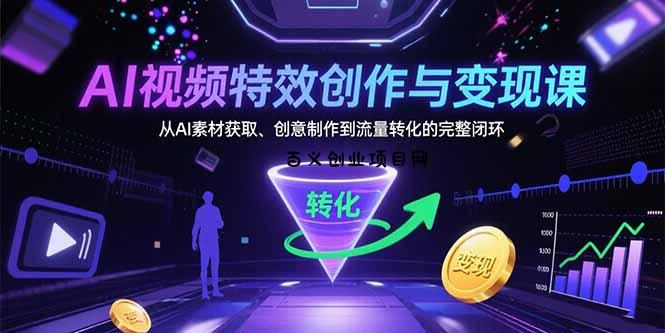 AI视频特效创作与变现课：从AI素材获取、创意制作到流量转化的完整闭环-百义网络创业网-虚拟电商货源