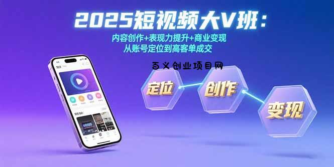 2025短视频大V班：内容创作+表现力提升+商业变现  从账号定位到高客单成交-百义网络创业网-虚拟电商货源