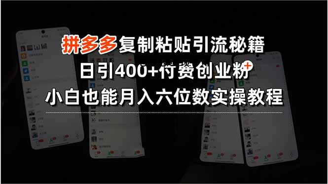 拼多多复制粘贴引流秘籍，日引400+付费创业粉，小白也能月入六位数实操…-百义网络创业网-虚拟电商货源