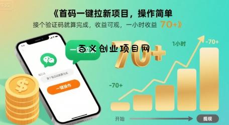 首码一键拉新项目，操作简单，接个验证码就算完成，收益可观， 一小时收益70+【揭秘】-百义网络创业网-虚拟电商货源
