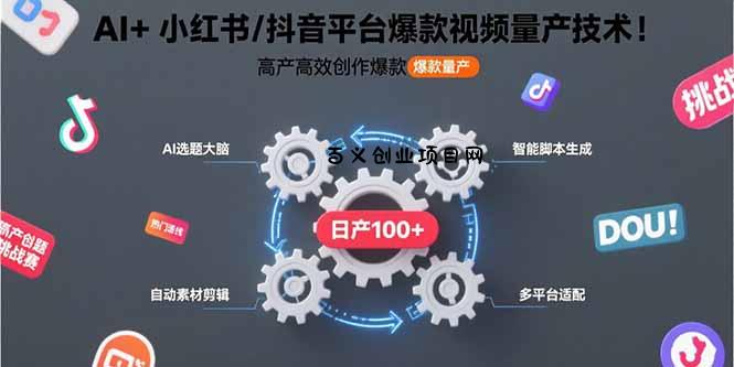 AI+小红书/抖音平台爆款视频量产技术：高产高效创作爆款视频！-百义网络创业网-虚拟电商货源