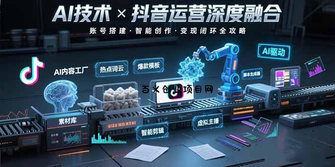 AI技术与抖音运营的深度融合应用：涵盖账号搭建、内容创作、收益变现等-百义网络创业网-虚拟电商货源