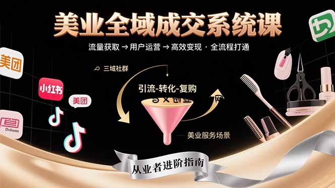 美业全域成交系统课程：帮助美业从业者打通从流量获取到高效变现全流程-百义网络创业网-虚拟电商货源