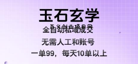 玉石玄学全自动私域成交，一单99每天十单以上，无需人工和矩阵账号，蓝海项目直接干【揭秘】-百义网络创业网-虚拟电商货源