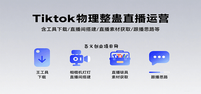 Tiktok物理整蛊直播运营，包含工具下载/直播间搭建/直播素材获取/跟播思路等-百义网络创业网-虚拟电商货源
