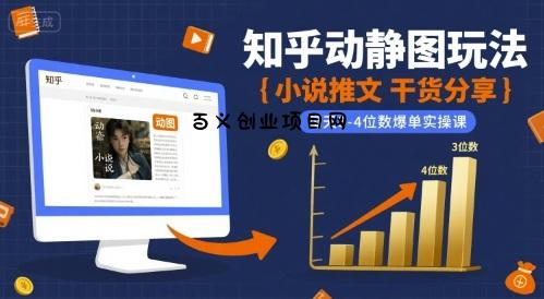 小说推文干货分享之知乎动静图玩法，每天3-4位数爆单实操课-百义网络创业网-虚拟电商货源
