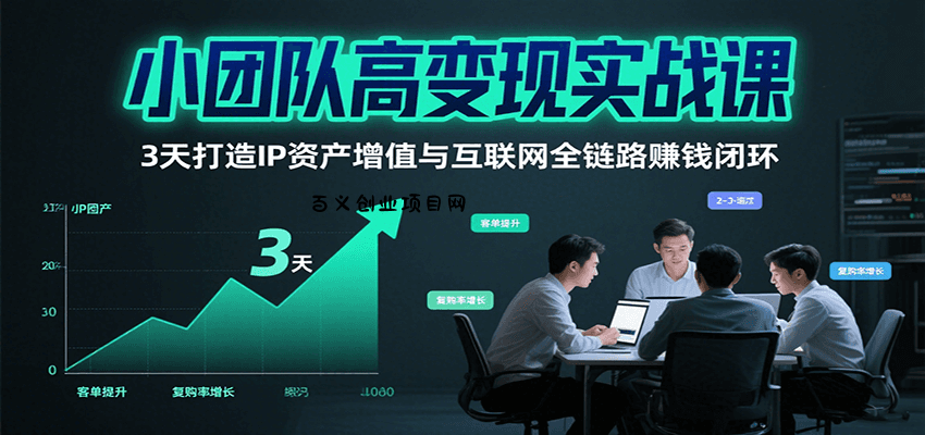 小团队高变现实战课，3天打造IP资产增值与互联网全链路赚钱闭环(第二期)-百义网络创业网-虚拟电商货源