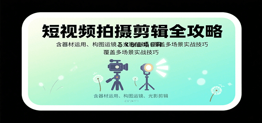 短视频拍摄剪辑全攻略：含器材运用、构图运镜、光影剪辑，覆盖多场景实战技巧-百义网络创业网-虚拟电商货源