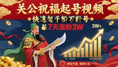 关公祝福起号视频，快速起千粉万粉号，7天涨粉3W-百义网络创业网-虚拟电商货源