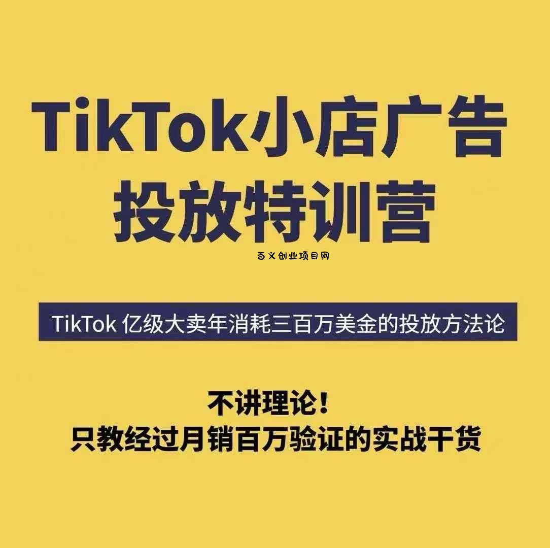 TikTok小店广告投放特训营，6天破局计划专治各种“投不动”，教你经过月销百万验证的实战干货-百义网络创业网-虚拟电商货源