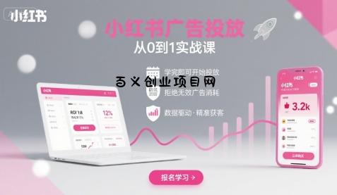 小红书广告投放从0到1的实战课，学完即可开始投放，拒绝无效广告消耗-百义网络创业网-虚拟电商货源