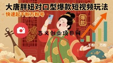 大唐胖妞对口型爆款短视频玩法，快速起千粉万粉号-百义网络创业网-虚拟电商货源