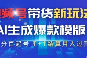 视频号带货新玩法，AI生成，百分百原创爆款模版，百分百起号，高佣商品T+1结算月入过W【揭秘】